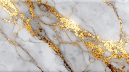 Elegant White Marble Texture with Gold Veins for Luxurious Design