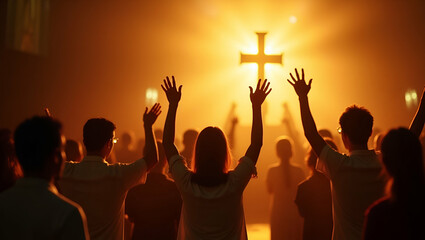 Reverent Corpus Christi Worship: Graceful Congregation in Meticulous Rituals - Uplifting Spiritual Atmosphere with Empty Space for Text