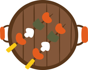 Round Grill with Vegetables