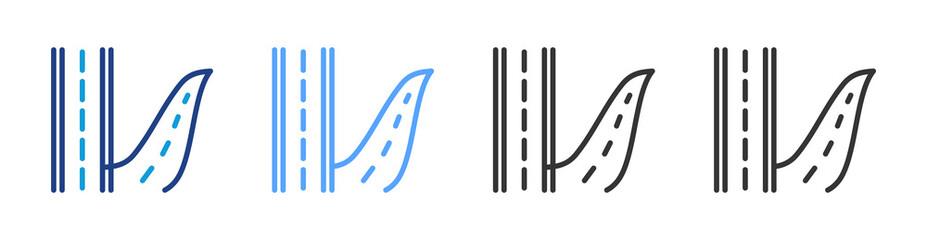 Roads icon set multiple style collection