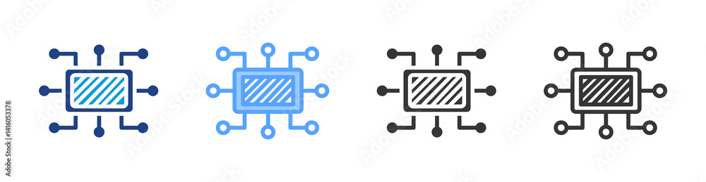 Poster microfabricration icon set multiple style collection