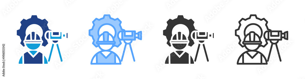 Aufkleber surveying icon set multiple style collection