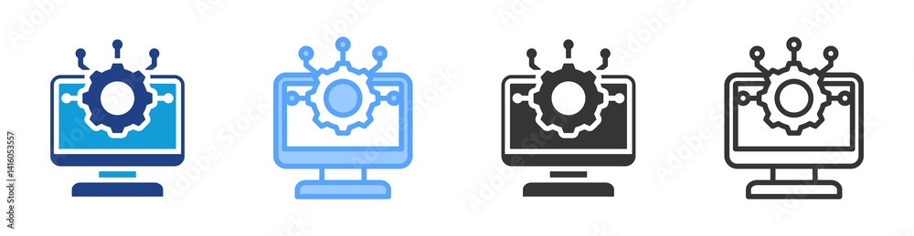 Poster Electronic System icon set multiple style collection