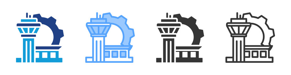 Airports icon set multiple style collection