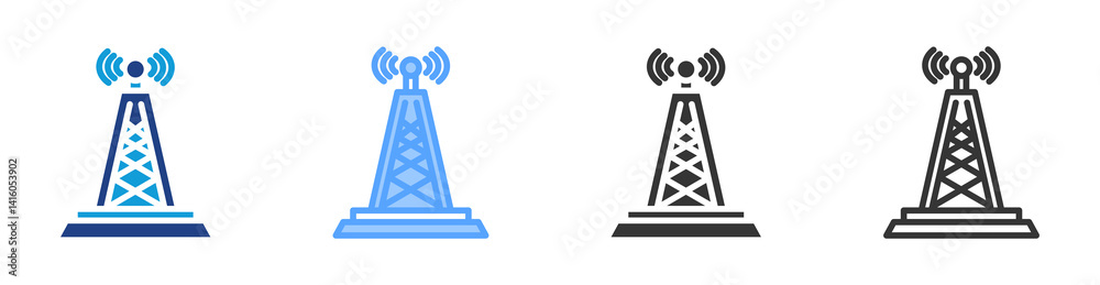 Poster Telecommunications icon set multiple style collection