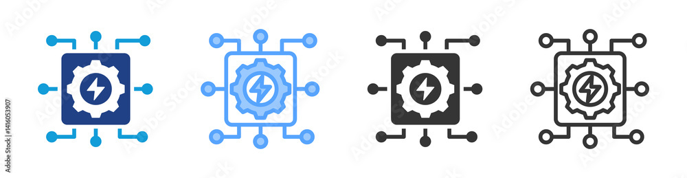 Aufkleber energy systems icon set multiple style collection