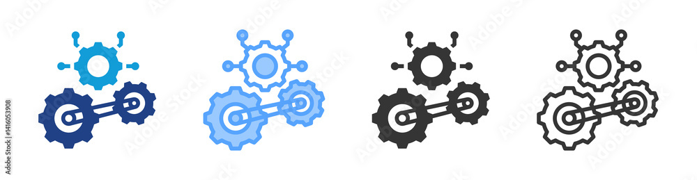 Aufkleber Mechanical Systems icon set multiple style collection