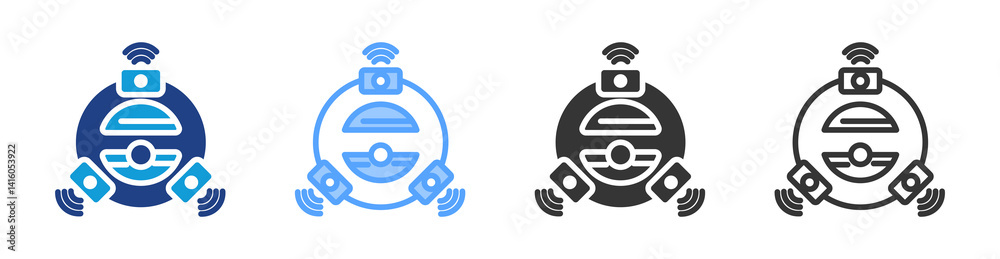 Poster vacuum technology icon set multiple style collection