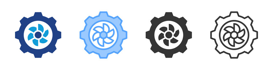 Obraz premium Turbines icon set multiple style collection