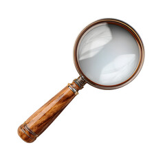 Elegant Wooden Handled Magnifying Glass on Black Background for Detailed Examination and Inspection