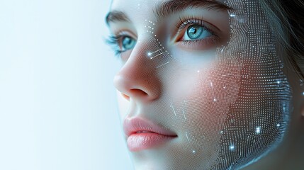 Fototapeta premium Digital Face: Exploring the Intersection of Technology and Beauty