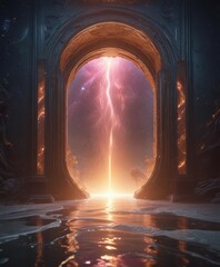 Obraz premium Shimmering portal, cosmic waves ripple across its surface, ethereal glow , background, infinity