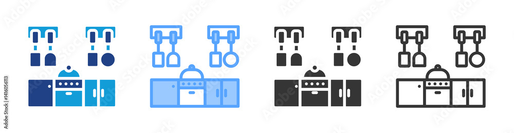 Poster kitchen appliance icon set multiple style collection
