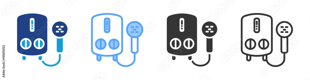 Poster water heater icon set multiple style collection