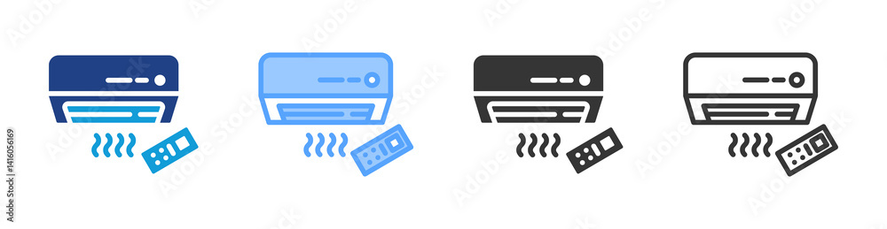 Poster air conditioner icon set multiple style collection