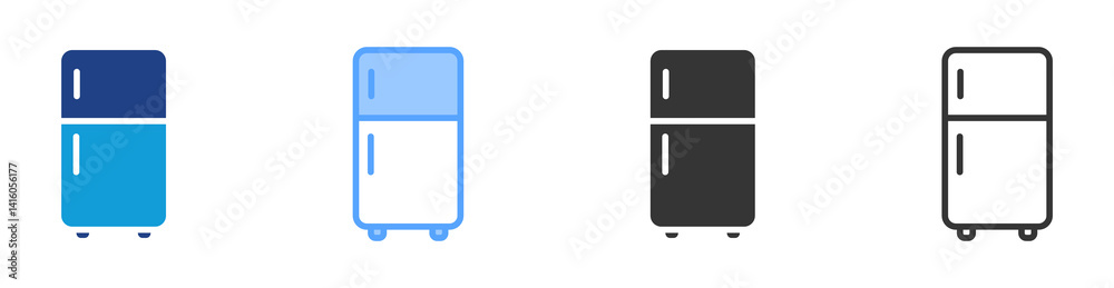 Poster refrigerator icon set multiple style collection