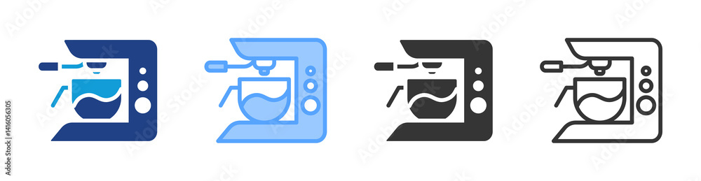 Poster Coffee Machine icon set multiple style collection