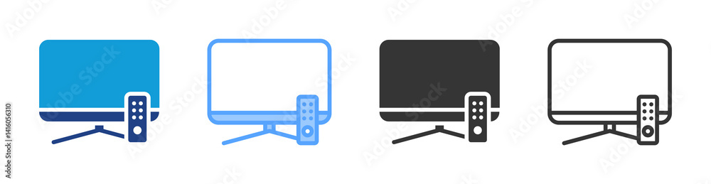 Poster led tv icon set multiple style collection