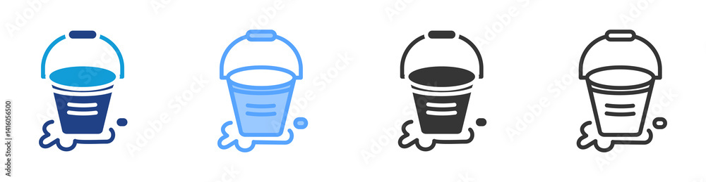 Aufkleber bucket icon set multiple style collection
