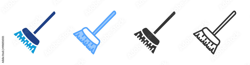 Aufkleber floor brush icon set multiple style collection