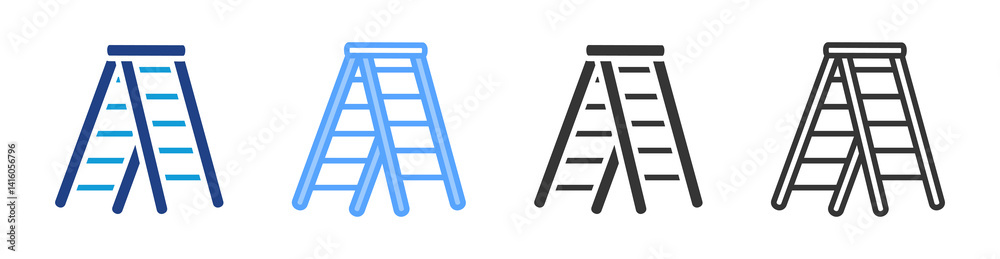 Poster Stepladder icon set multiple style collection