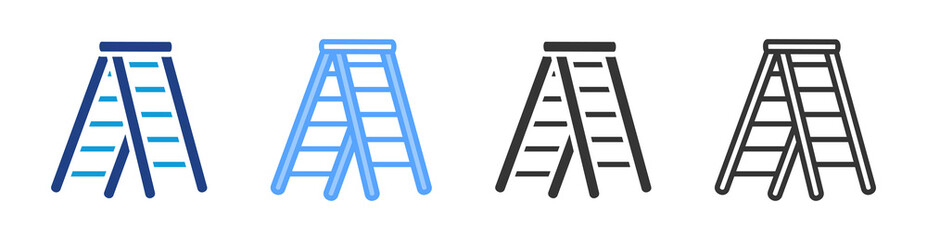 Stepladder icon set multiple style collection