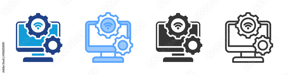 Aufkleber Internet Services icon set multiple style collection