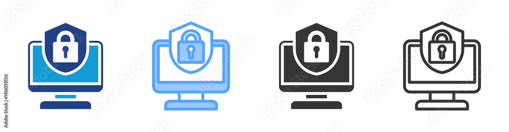 Poster Diggest Access Authentication icon set multiple style collection