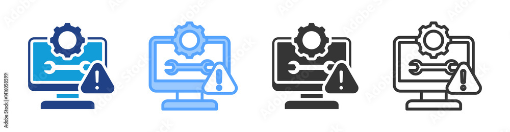 Poster Troubleshooting icon set multiple style collection