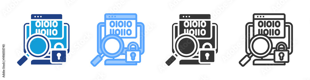 Poster Security Vulnerabilities icon set multiple style collection