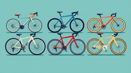 Fototapeta premium Six road bikes displayed, shop background, cycling, advertisement