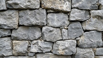 Fototapeta premium Gray stone blocks form a textured wall.