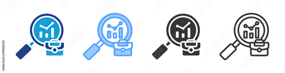 Aufkleber job analysis icon set multiple style collection