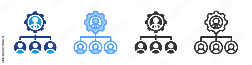 Poster organization icon set multiple style collection