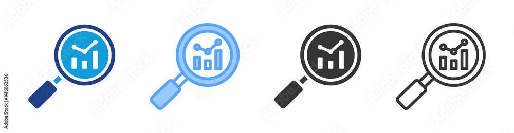 Aufkleber Analysis icon set multiple style collection