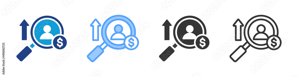 Aufkleber wage survey icon set multiple style collection