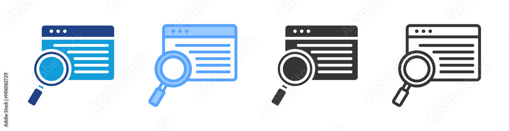 Aufkleber Information Search icon set multiple style collection