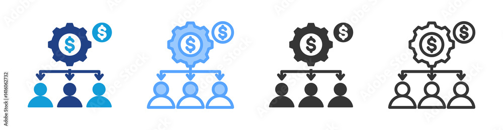 Poster Salary Allocation icon set multiple style collection