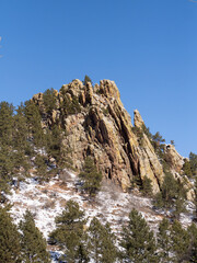 View of a Rocky Outcrop on Mount Sanitas near Boulder, Colorado, in the Winter