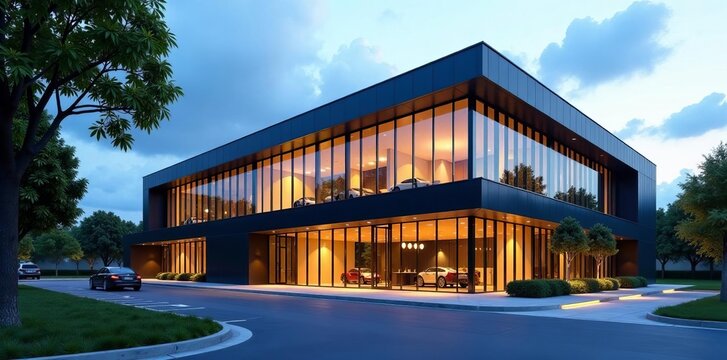 Sleek and angular exterior of a contemporary police headquarters, department, police