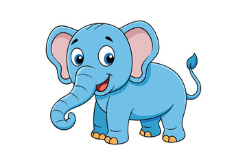 Fototapeta premium Adorable cartoon blue elephant ready for coloring, featuring a sweet and joyful look, perfect for educational fun