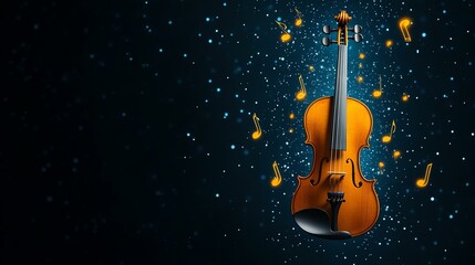 Fototapeta premium Beautiful violin emitting musical notes.
