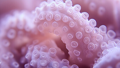 Close-up view of octopus tentacles showcasing intricate textures and colors in an underwater setting