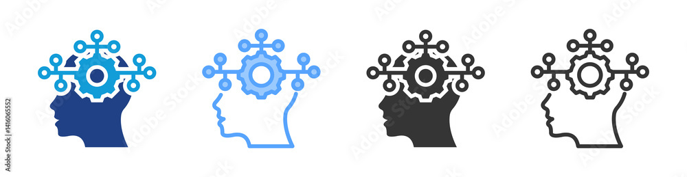 Poster critical thinking icon set multiple style collection