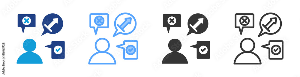 Poster inexpressiveness icon set multiple style collection