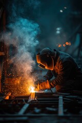  Industrielles Schwei&szlig;en mit starker Rauchentwicklung