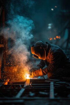  Industrielles Schwei&szlig;en mit starker Rauchentwicklung