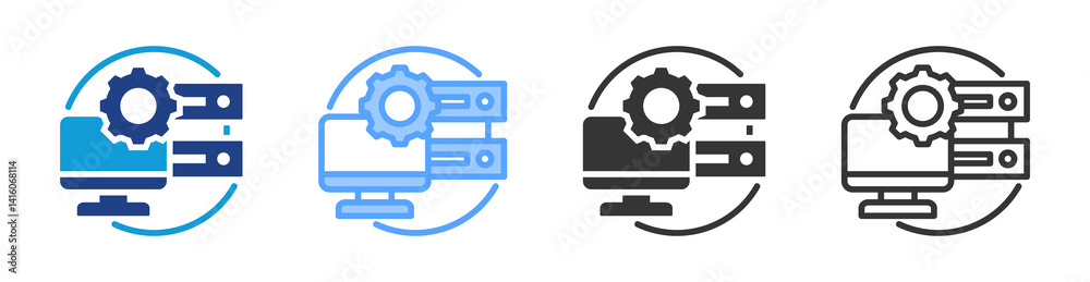 Aufkleber digital storage icon set multiple style collection