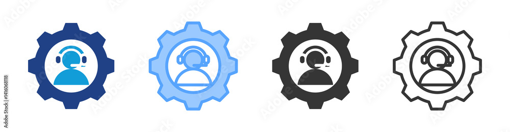 Poster communication services icon set multiple style collection
