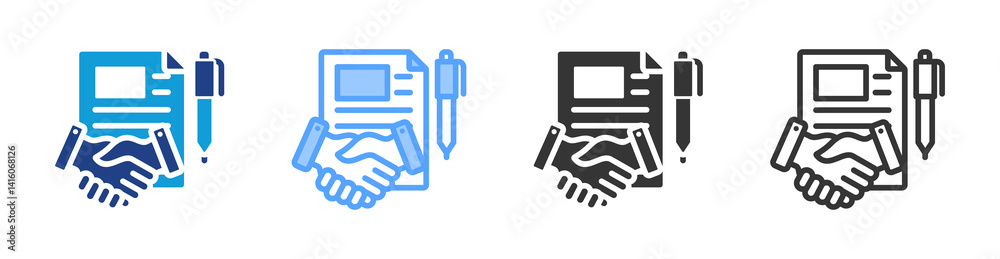 Poster Contract icon set multiple style collection